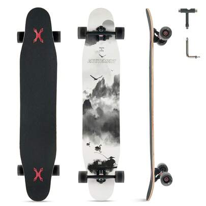 Longboard 8 Layers Decks 46"X8.6" Skateboard Pro Complete Skate Board Maple Wood Long Board For Adults Beginners