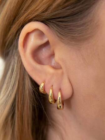 6 st minimalistiska ringörhängen, exklusiva nischörhängen i europeisk och amerikansk stil i koppar, personliga rockpunkörhängen för män och kvinnor