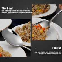 Durable Serving Spoon, Stainless Steel Square Head Large Size Soup Porridge Rice Scoop For Sweet And Savory Dishes