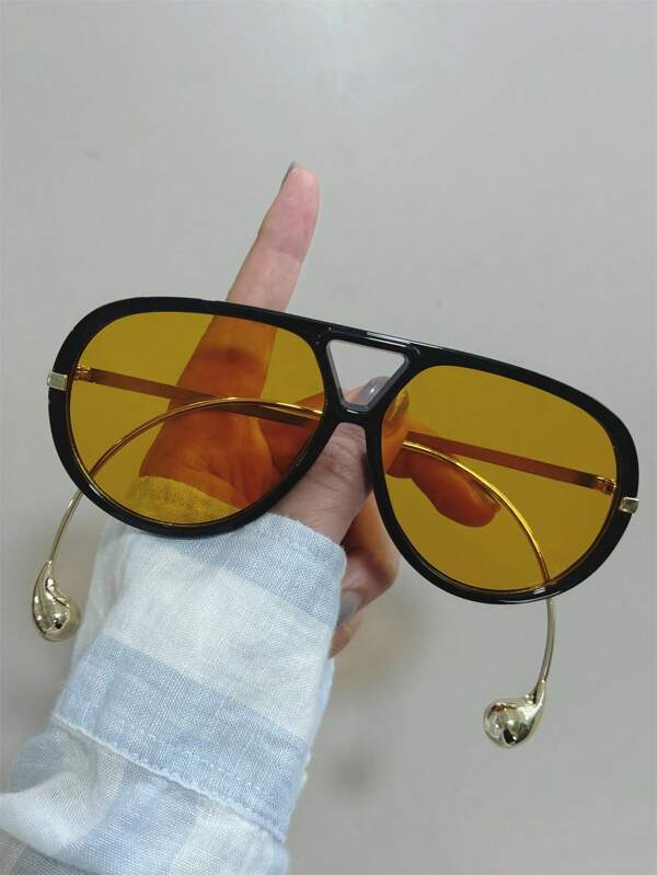 1 pieza Gafas de moda con montura de policarbonato de piloto con efecto degradado brillante, sexy y de estilo fashionable para todas las estaciones