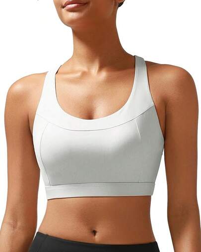 Racerback Molded Cup Sports Bra With Sewn In Pads