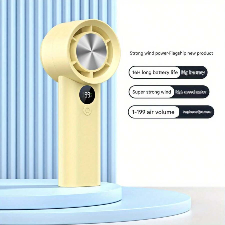 Mini Handheld Fan Bladeless With Type-C Rechargeable Battery, Portable And Compact Design, Pocket Travel Cooling With Digital Display, Quiet And Powerful, Suitable As A Gift For Girls/Women/Friends - Màu vàng - Xem 1