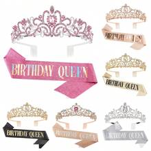 Vương miện pha lê vàng lấp lánh đính đá Rhinestone Vương miện vàng đen cho tiệc sinh nhật và vương miện cho nữ Bộ trang trí tiệc sinh nhật Phụ kiện tóc pha lê lấp lánh - màu đen - Xem 5