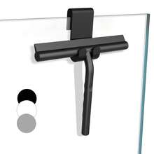 1pc Silicone Squeegee With Hook , Handheld Shower Squeegee, Glass Wiper, Shower Door Squeegee For Window Cleaning Tool, Shower Water Removal Scraper For Shower Door, Window, Bathroom, Mirrors And Car Glass, Multi-Functional Wiper, Cleaning Supplies Home Bathroom Decor Fall Decor Back To School - Black - View 8