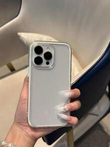 苹果智能时尚手机壳高端手感三合一加厚硬质材质炫彩纯色边框个性创意粉色、白色、黑色、蓝色、绿色极简简约防摔全覆盖透明感炫彩手机壳防水防震防摔防刮 - 白色 - 查看 4