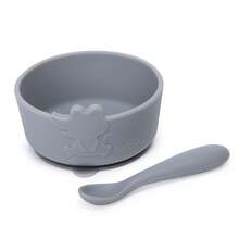 2 pezzi Set di stoviglie per l'alimentazione del bambino, ciotola in silicone con ventosa, cucchiaio per il cibo per bambini, set per cibo per bambini a tema coccodrillo