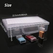 1 pieza Caja de almacenamiento de plástico transparente multiusos con 32/48/64 compartimentos y etiquetas adhesivas - Apta para cuentas, joyería, manualidades y suministros para arte de uñas - Cierre a presión, excelente para pintura de diamantes, bordado y caja de joyería