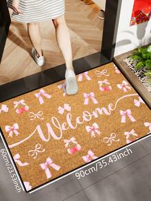 1 Stück Schleifen-Kirsch-Muster Willkommens-Fußmatte, einfacher Stil Innen- und Außen rutschfeste Matte, maschinenwaschbar aus Polyesterfaser, geeignet für Küche, Esszimmer, Flur, Bad, Schlafzimmer, Außenbereich, Eingangsbereich, Heim- und Raumdekoration, für alle Jahreszeiten - Pink - Übersicht 12