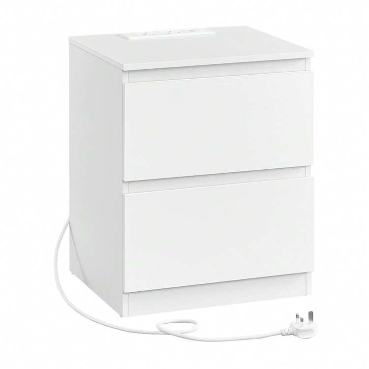 VASAGLE KAILYN Collection - Nightstands With Charging Station, Set Of 2 Bedside Tables With Drawers, Side End Tables, 2 AC Outlets, 2 USB Ports, For Living Room, Bedroom, Study, Ebony Black - UK Plug(220-240V) - View 6