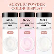NOCIS Acrylic Powder Set - 3 Colors ( Pink/White/Clear ) Acrylic Powder Starter Set, Professional Polymer For Nail Extension Nail Carving Nail DIY Art Design, Long Lasting And No Nail Lamp Needed - Multicolor - View 2