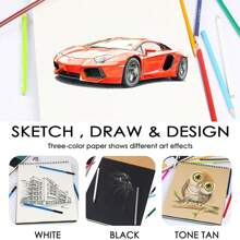 2pcs 9*12inch 3-Color Sketch Books, Blank Drawing Sketchbook, Wire-Bound Sketch Pad, Back To School,School Supplies