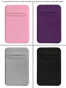 1pc Phone Card Holder Material Cloth Stick-On Card Sleeve For ID/Metro/Bank Cards - Multicolor - View 5