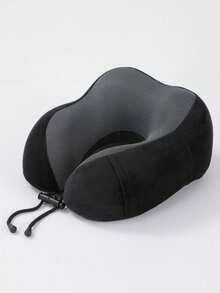 1pc Travel Pillow, Particle Hooded U-Shaped Pillow, Multifunctional Neck Pillow, Airplane Nap Hooded Neck Pillow Travel Essentials Travel Accessories Vacation Summer Holiday Back To School Travel Pillow Neck Bag For School School Accessories School Stuff - Multicolor - View 1