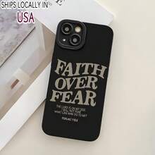 Fashion Creative Faith Over Fear Design Phone Case, Anti-Collision Phone Protective Cover, Phone Accessory Compatible With IPhone 11 12 13 14 15 16 Series - màu đen - Xem 2