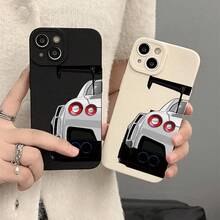 [2 Fundas de teléfono con diseño de coche] Conjunto de 2 fundas de teléfono creativas con patrones de coche, adecuadas para fundas protectoras suaves para 11, 12 Pro, 13 MINI, 14, 15 Plus, 16 Pro Max, X, XR, XSMAX, 7P y 8P, un regalo único y creativo. - Negro - Ver 3