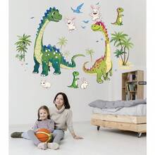 Pegatinas de dinosaurios de dibujos animados para la habitación de los niños, dormitorio, guardería, decoración del aula, autoadhesivas y extraíbles, animales gigantes de dinosaurios favoritos de los niños