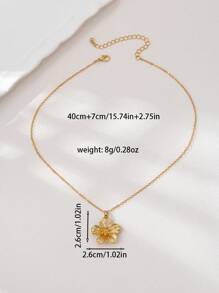 1pc Geometric Floral Pendant Necklace, Fashionable & Elegant Everyday Wear For Women