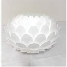 E27 底座 PVC 波浪灯罩，日式简约花卉图案，米色创意亚克力灯罩，适用于吊灯、台灯、吸顶灯具