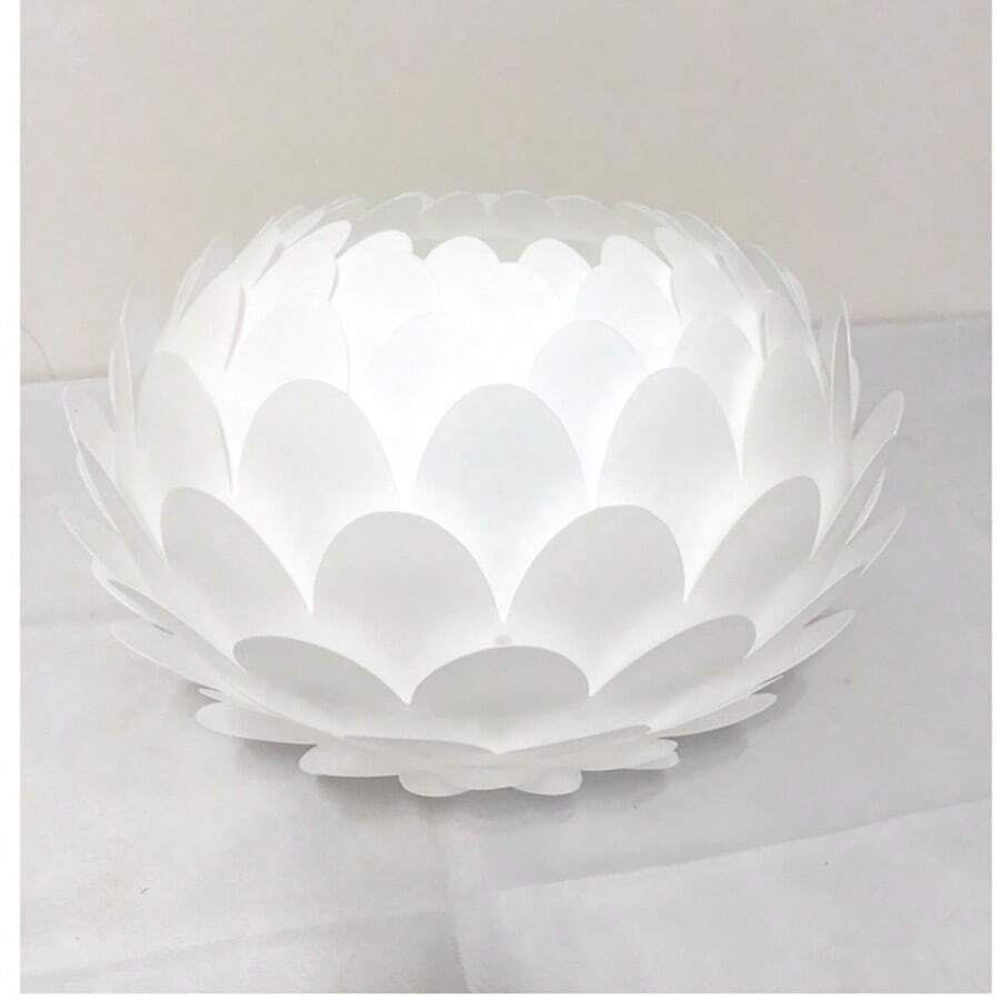 E27 底座 PVC 波浪灯罩，日式简约花卉图案，米色创意亚克力灯罩，适用于吊灯、台灯、吸顶灯具