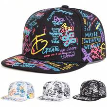 1顶男士88色涂鸦棒球帽，时尚街头嘻哈风，户外休闲网眼帽，适合春季、秋季、旅行、海滩等场合。 - 彩色 - 查看 1