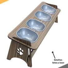 Elevated Feeder With 4 Bowls For Dogs And Cats With Lids - Rust Brown - View 4