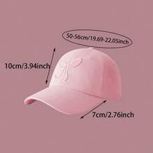 Sweet Bowknot Embroidery Baseball Hat For Women Solid Color Korean Girl Peaked Cap Outdoor Soft Cotton Snapback Sun Visors Hat - Multicolor - View 2