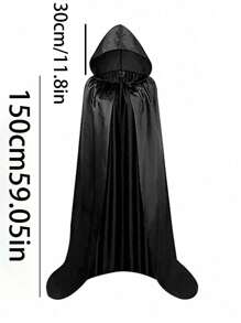Capa de 110-200cm para adultos en Halloween, capa de la muerte de tela de colores, capa de demonio mago, túnica de mago medieval, capa del segador, accesorio de vestimenta para club nocturno y bar, disfraz de festival capa negra