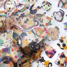 50pcs Cute Cat Transparent Stickers, Cartoon Animal Decor For Luggage, Laptop, Notebook, Scrapbook, Skateboard, Guitar, Helmet, Cup, Phone Case, DIY Waterproof Decals,School Supplies,Back To School