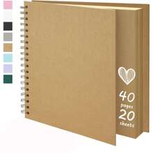 1 Peça Álbum de Fotos Scrapbook DIY de 7x7 Polegadas, Papel Kraft em Branco, Scrapbook com 20 Folhas, Livro de Memórias para Casamento, Família, de Volta às Aulas, Suprimentos Escolares