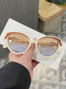 1 Stück Retro Damen Brille mit Katzenauge Rahmen, Plastikbügeln in Kontrastfarbe, modische Reise-, Straßen- und Showbrille