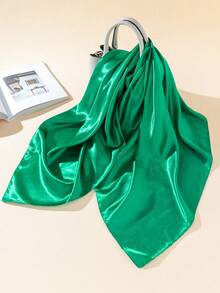 1 pièce Foulard carré en soie mate unicolore pour femme, minimaliste et élégant, adapté aux sorties, aux vacances et à la photographie au printemps, en été et en automne - Doré - Voir 8