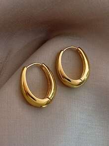 1 对简约泪滴形耳环，厚实的金色水滴形耳环，U 形耳环，椭圆形耳环，时尚优雅的轻巧精致女士珠宝，送给她的完美礼物 - 彩色 - 查看 9