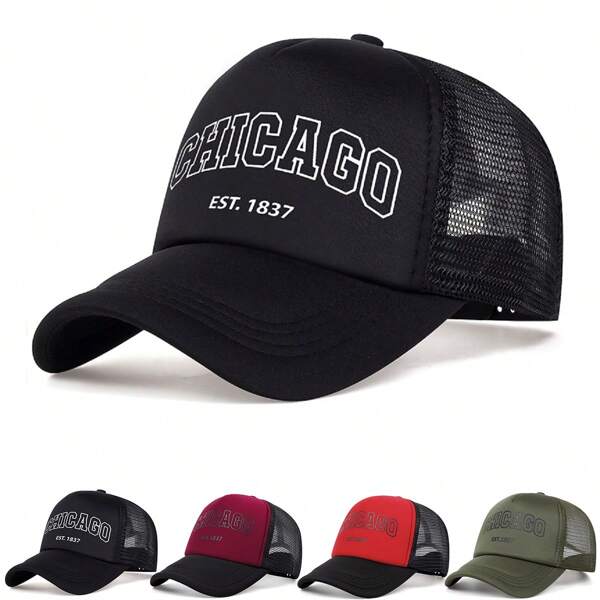 1pc Men's 1837 Chicago Truck Hat Baseball Cap, Streetwear Fashion Snapback Hat, Outdoor Adjustable Sun Protection Casual Cap For Spring, Autumn Activities, Travel, Beach