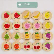 Juego de rompecabezas de madera de emparejamiento de memoria, juguetes educativos para niños - Animales, Océano, Frutas Patrón de Emparejamiento