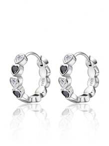 Sterling Silver Non-Allergic Cubic Zirconia Diamond Heart Shaped Earrings, Fashionable And Delicate, Suitable As A Birthday Gift