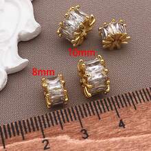 1/3/5 件方晶锆石隔珠 18K 镀金黄铜扁平圆形微密镶方晶锆石圆珠适用于 DIY 珠宝配件制作珠宝时尚配饰创意礼物 - 彩色 - 查看 5