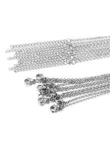 10 件不锈钢链条项链银色链条适用于 DIY 珠宝配件 - 銀色 - 查看 3