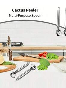 仙人掌削皮器套装 - 不锈钢水果蔬菜削皮器、勺子瓜球器和去籽器 - 适用于家庭和餐厅的易于使用的厨房小工具 - 彩色 - 查看 6