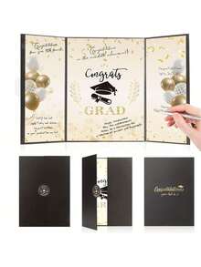 2025 Graduation Guest Book - Elegant Graduation Party Decorations In Gold And Black Design, Congratulations On Your Graduation! Sky Theme, Perfect Gift For Her, Son, Daughter Or Graduate, Graduation Party Decorations