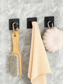 1/2/4 Pcs Square Adhesive Hooks, Wall Mounted Towel Hooks Without Drilling, Hanging Hooks Racks, Shower Clothes Hanger, Home And Apartment Essential, Bathroom & Kitchen Organization And Storage