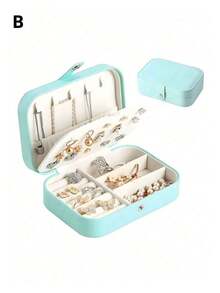 1 件旅行珠宝盒，小型 PU 皮革珠宝收纳盒，适合女士和女孩，双层便携式迷你旅行盒，用于存放耳环、戒指、项链 - 首飾盒 - 查看 13