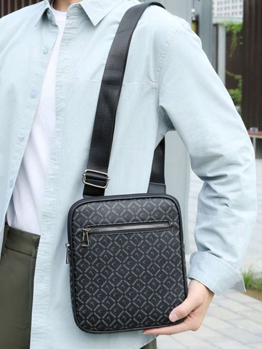 男士 PU 皮革斜挎包，休闲斜挎包，旅行包，带手机钱包