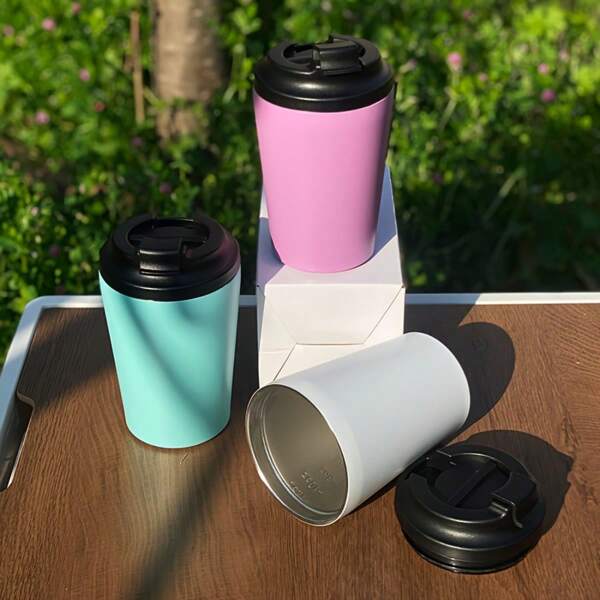 1pc High Quality 350ml/12oz 304 Stainless Steel Coffee Cup With Scale On The Inner Wall, Portable Leak-Proof Insulated Water Cup, Reusable Summer Drinkware, Perfect For Outdoor Sports, Camping, Fitness, Travel, Office, Holiday Gifts