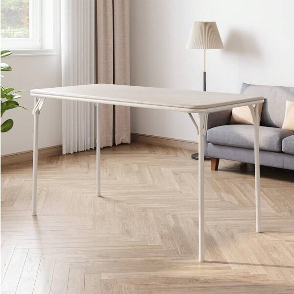 CuteHairy Klapptisch, 4 Fuß tragbarer, rechteckiger, faltbarer Campingtisch für den Außenbereich mit stabilem Metallrahmen und gepolsterter Oberfläche aus PU-Leder für Esszimmer, Büro und Außenbereich