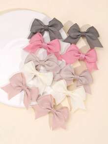 10pcs Plain Color Grosgrain Hair Bows For Dog And Cat,Puppy Dog Short Tail Ribbon Bow Alligator Hair Clips,Yorkie Dog Bows,Pet Hair Grooming,Pet Hair Accessories. - Multicolor - View 7