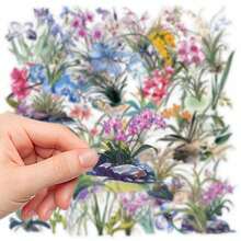 50pcs Orchid Flower Sticker Set For Decorating Luggage, Graffiti, Skateboards, Helmets, Laptops, Phone Cases, Self-Adhesive PET Stickers School Supplies,Back To School