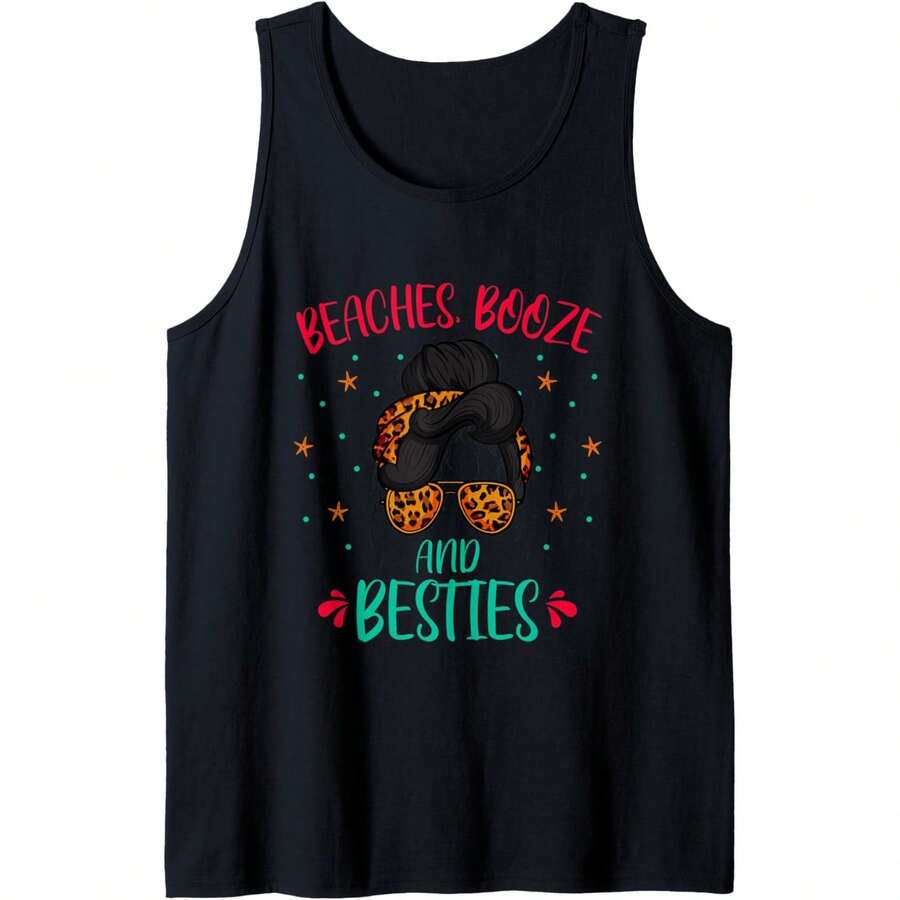 Trip Weekend Friends Beaches Booze Besties Tank Top - Black - View 1