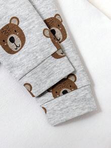Baby Boy Cute Bear All-Over Print Zipper Jumpsuit - Grey - View 6
