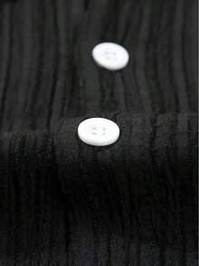 Men's Casual Striped Short Sleeved Sports Suit With Button Down Shirt Collar And Elastic Waistband Pants, Made Of Polyester Textile Elastic Fiber Blend, Summer Two-Piece Set With Belt Details - màu đen - Xem 6