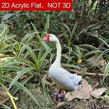 1 Stück 2D flacher großer weißer Schwan Garten, Acrylmaterial - geeignet für alle Feiertage, perfektes Geschenk für alle Jahreszeiten, Plastik-Tierthema Outdoor-Dekoration für Rasen, Hof und Bauernhof-Kunstausstellung, ideal für Hochzeiten und besondere Anlässe, zufälliges Lochstil